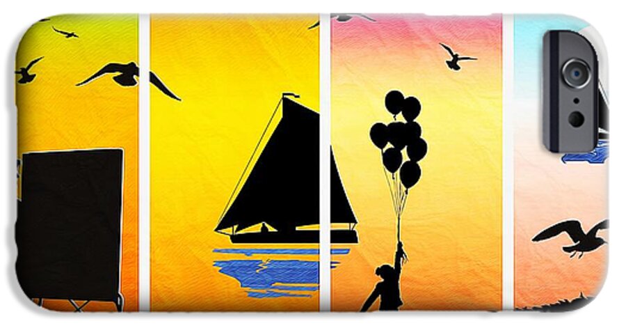 Sailboat iPhone 6 Case featuring the painting Sunset seascape with sailboats by Stefano Senise