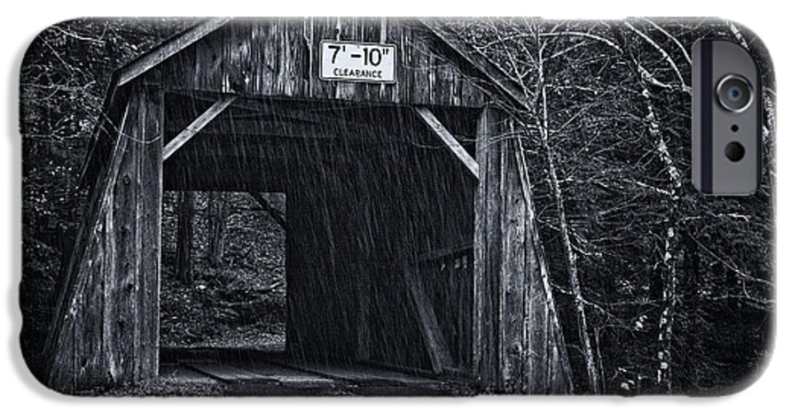 Joan Carroll iPhone 6 Case featuring the photograph Tappan Covered Bridge BW by Joan Carroll