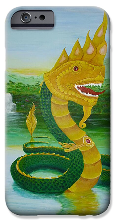 Thailand iPhone 6 Case featuring the painting Thai Naga by Peter Garrett