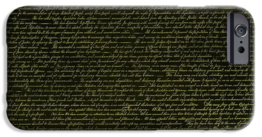 The Declaration Of Independence iPhone 6 Case featuring the photograph THE DECLARATION OF INDEPENDENCE in NEGATIVE YELLOW by Rob Hans