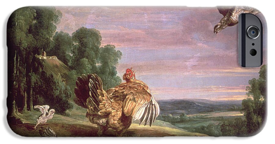 Chicken iPhone 6 Case featuring the photograph The Hawk And The Hen by Frans Snyders or Snijders