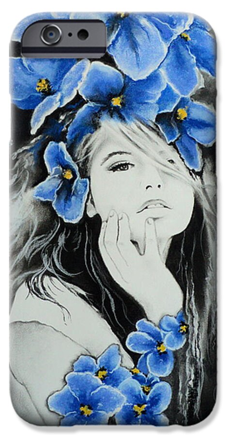 Violets iPhone 6 Case featuring the drawing Violet by Carla Carson