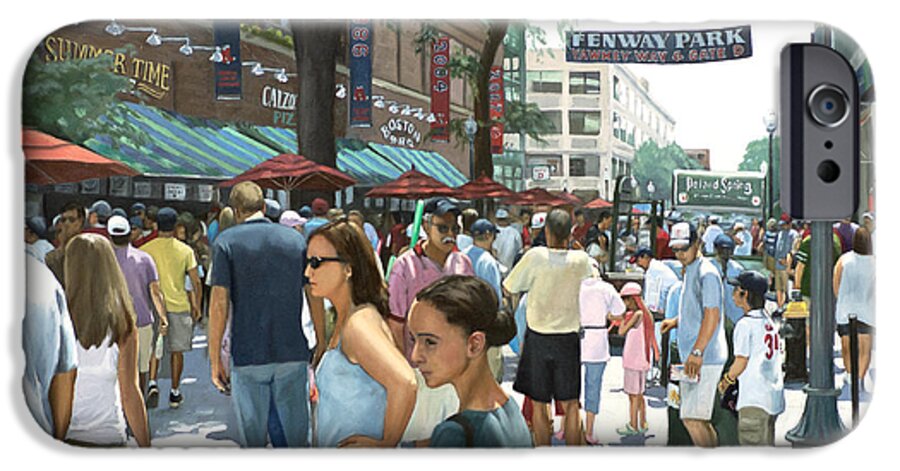 Red Sox iPhone 6 Case featuring the painting Yawkey Way by Linda Tenukas