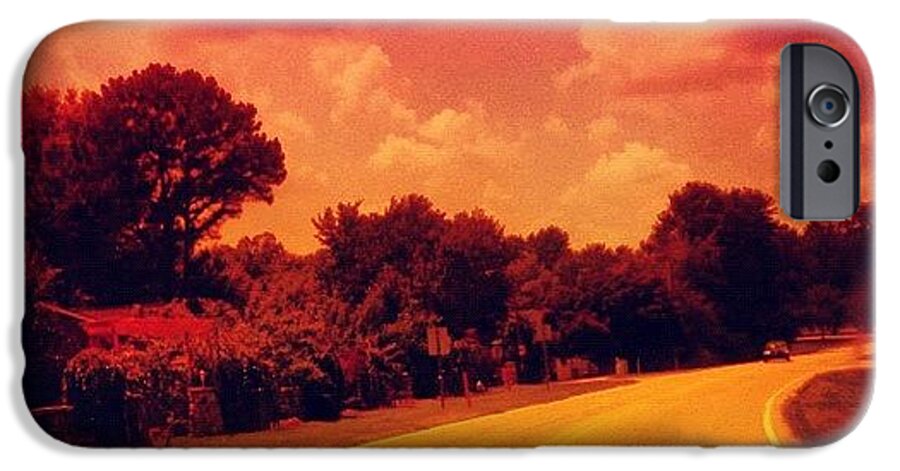 Pink iPhone 6 Case featuring the photograph #driving #sky #clouds #road #summer by Katie Williams