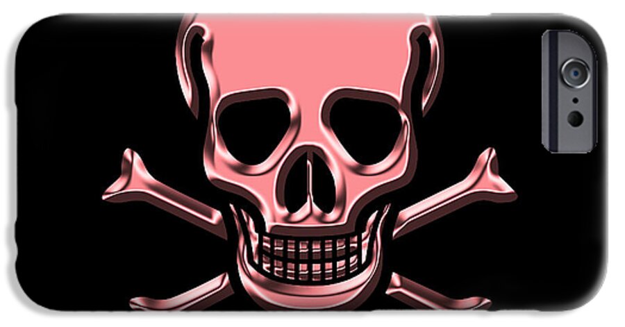 Skull iPhone 6 Case featuring the photograph Jolly Roger Pink by Andrew Fare