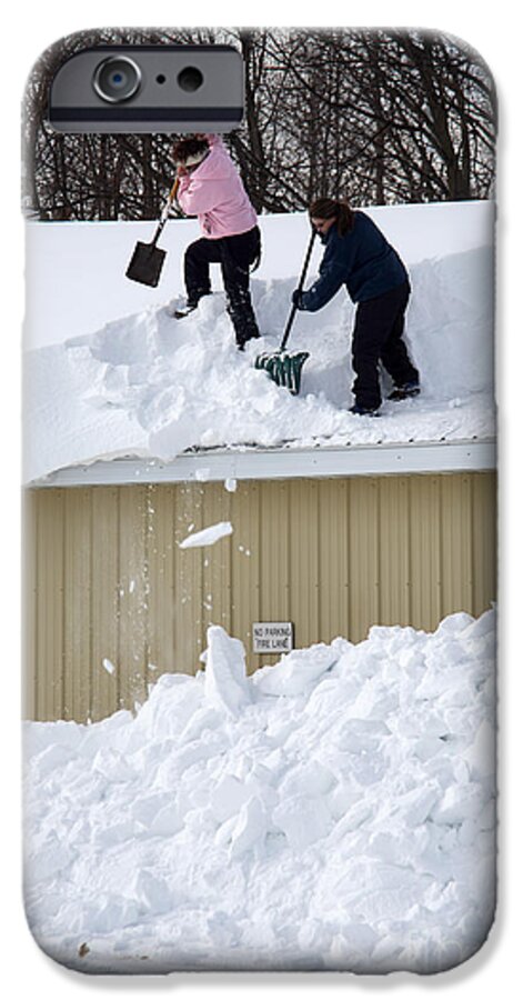 People iPhone 6 Case featuring the photograph Removing Snow From A Building by Ted Kinsman