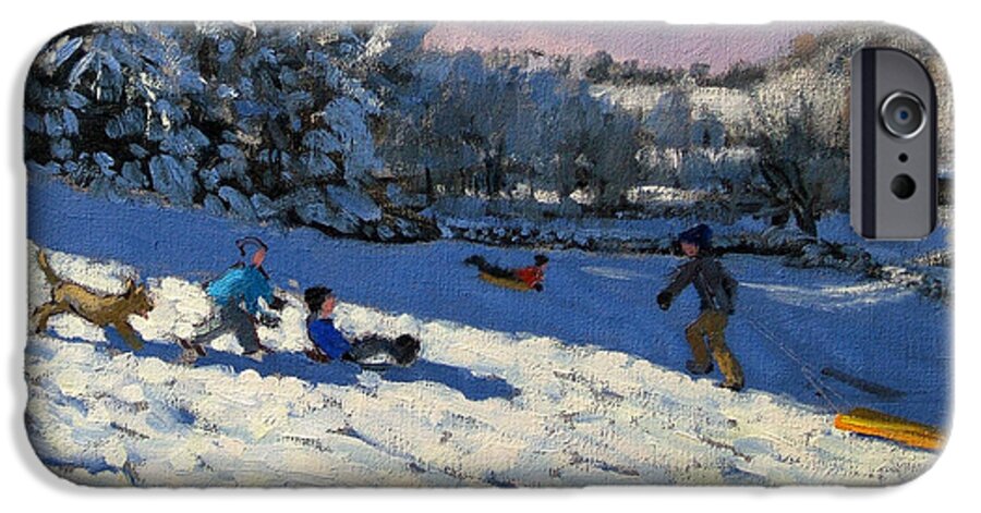 Sledge iPhone 6 Case featuring the painting Sledging Near Youlgreave by Andrew Macara