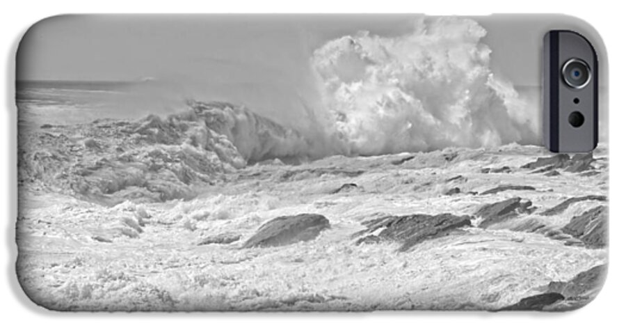 Maine iPhone 6 Case featuring the photograph Black and White Large Waves Near Pemaquid Point On The Coast Of #16 by Keith Webber Jr