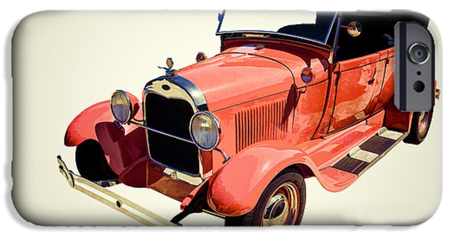 1929 Ford Phaeton iPhone 6 Case featuring the painting 1929 Ford Phaeton Classic Car in Red Painting 3498.04 by M K Miller