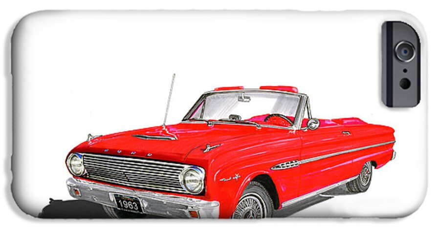 1963 Was The Only Time You Could Get A V8 Or Convertible Option In A First Generation Falcon And These Cars Were Produced In Very Limited Numbers iPhone 6 Case featuring the painting 1963 Ford Falcon Sprint V 8 by Jack Pumphrey