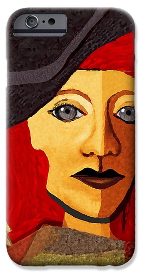 Woman iPhone 6 Case featuring the painting 199 - Her Sad Eyes by Irmgard Schoendorf Welch