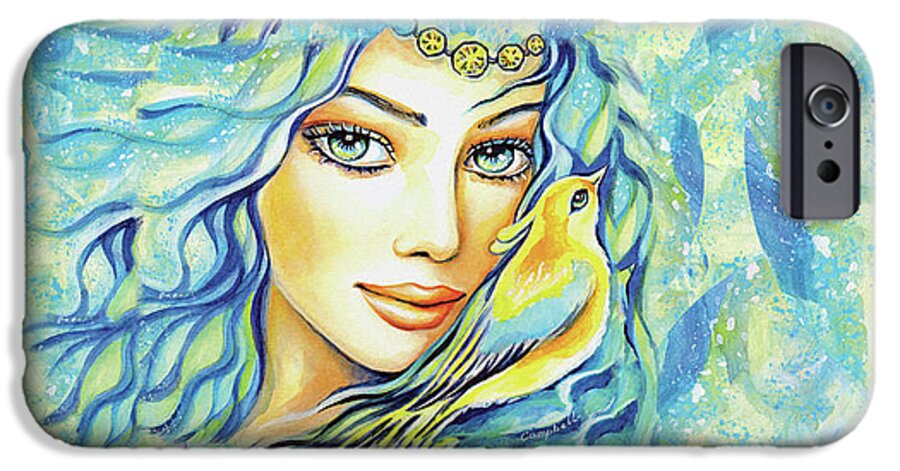 Bird Fairy iPhone 6 Case featuring the painting Bird of Secrets by Eva Campbell