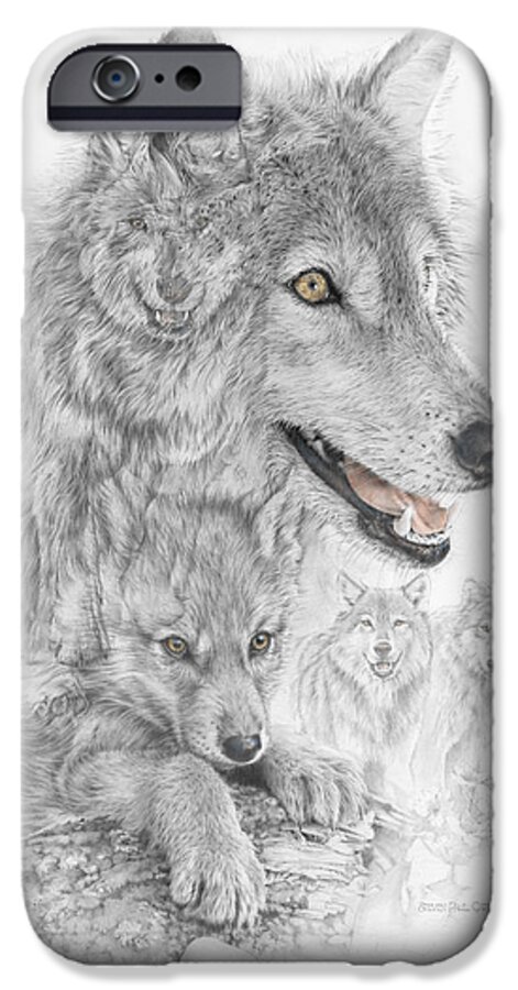 Wolf iPhone 6 Case featuring the drawing Canis Lupus V The Grey Wolf of the Americas - The Recovery by Steven Paul Carlson