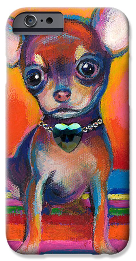 Chihuahua Dog Portrait iPhone 6 Case featuring the painting Chihuahua dog portrait by Svetlana Novikova