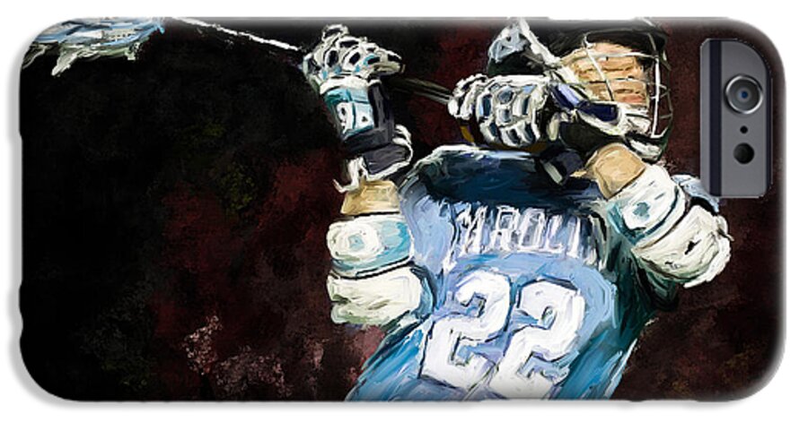 Lacrosse iPhone 6 Case featuring the painting College Lacrosse 12 by Scott Melby