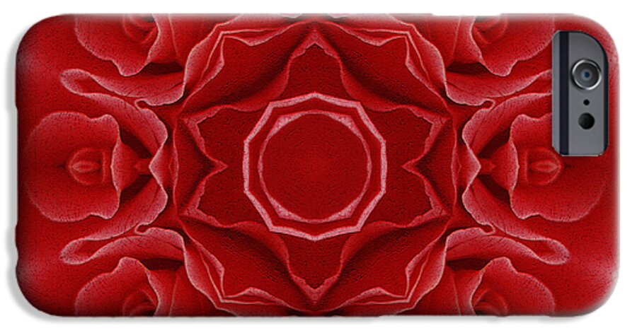 Abstract iPhone 6 Case featuring the mixed media Imperial Red Rose Mandala by Georgiana Romanovna