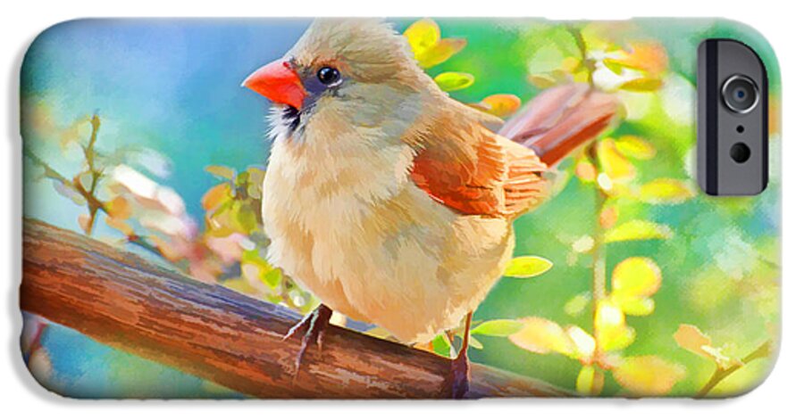 Cardinal iPhone 6 Case featuring the photograph Ladybird Cardinal - Digital Paint 1 by Debbie Portwood