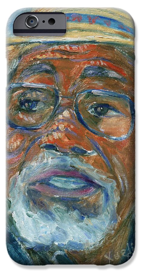 African American iPhone 6 Case featuring the painting Old Man Wearing A Hat by Xueling Zou