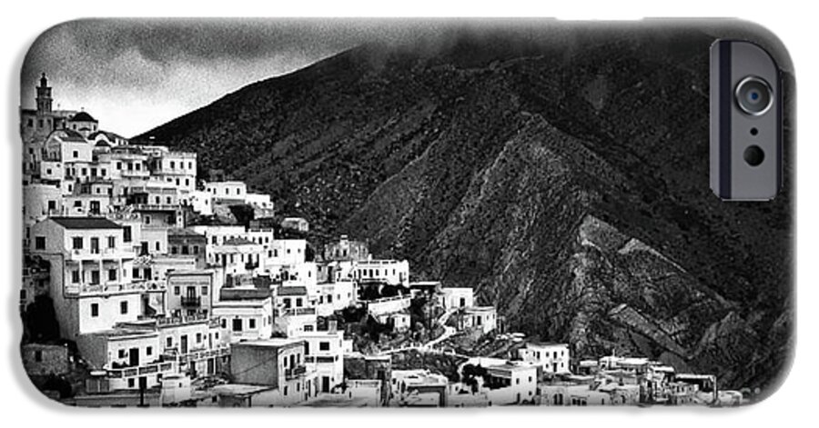 Black And White iPhone 6 Case featuring the photograph Olympos. Karpathos Island Greece by Silvia Ganora