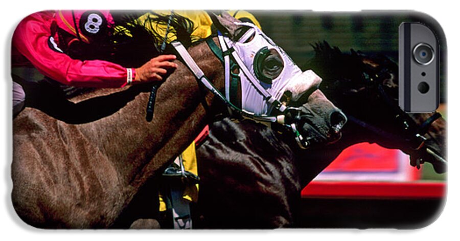 Horse iPhone 6 Case featuring the photograph Photo Finish by Kathy McClure