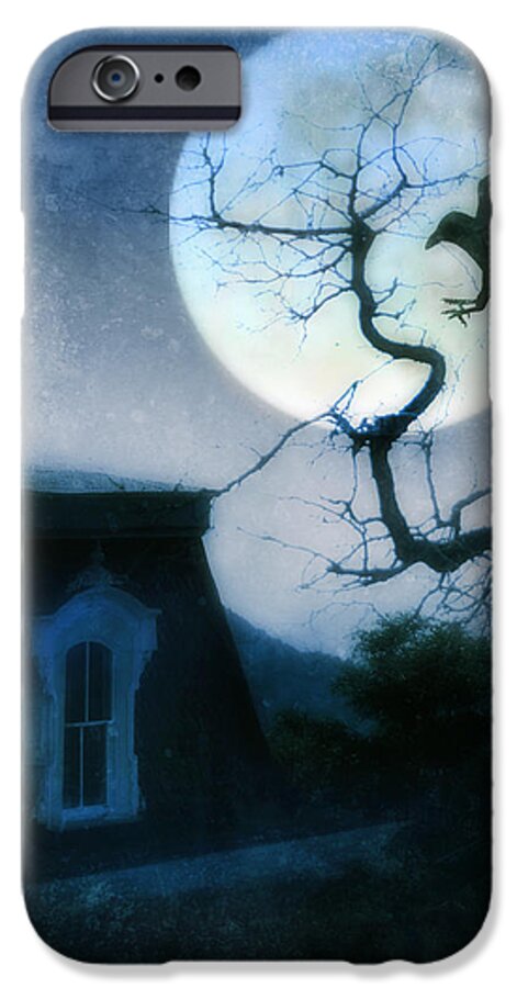 House iPhone 6 Case featuring the photograph Raven Landing on Branch in Moonlight by Jill Battaglia