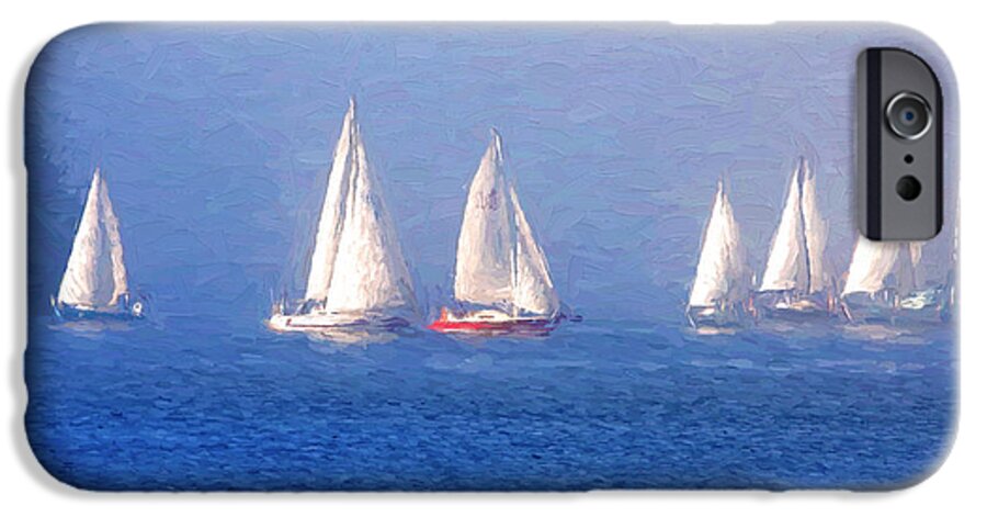 Sailing iPhone 6 Case featuring the photograph Seven Sailboats Sailing on the Sea by Peggy Collins