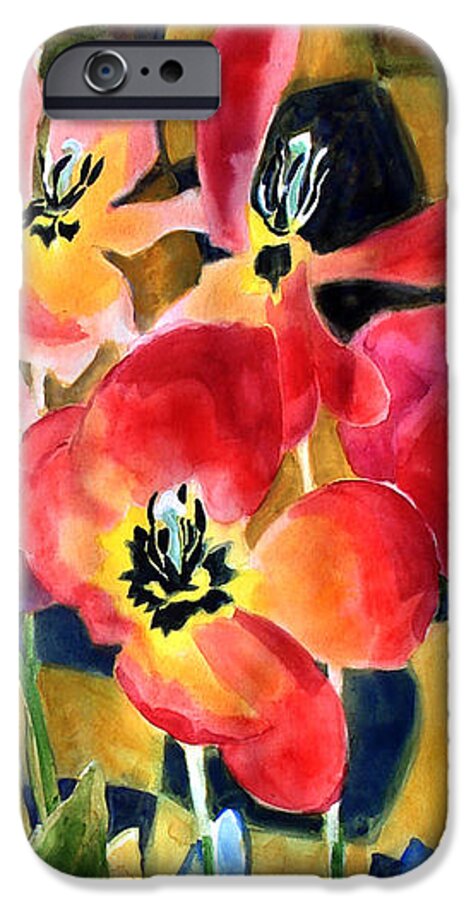 Paintings iPhone 6 Case featuring the painting Soft Quilted Tulips by Kathy Braud