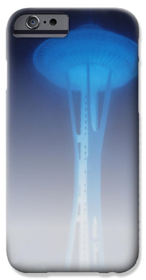 Space Needle iPhone 6 Case featuring the photograph Space Needle in serious fog - Seattle WA by Alexandra Till