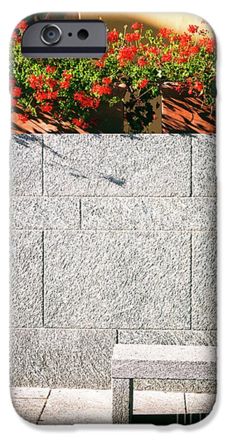 Architecture iPhone 6 Case featuring the photograph Stone bench with flowers by Silvia Ganora