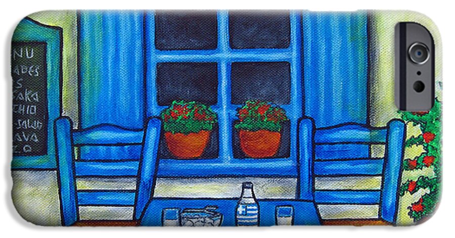 Blues iPhone 6 Case featuring the painting Table for Two in Greece by Lisa Lorenz