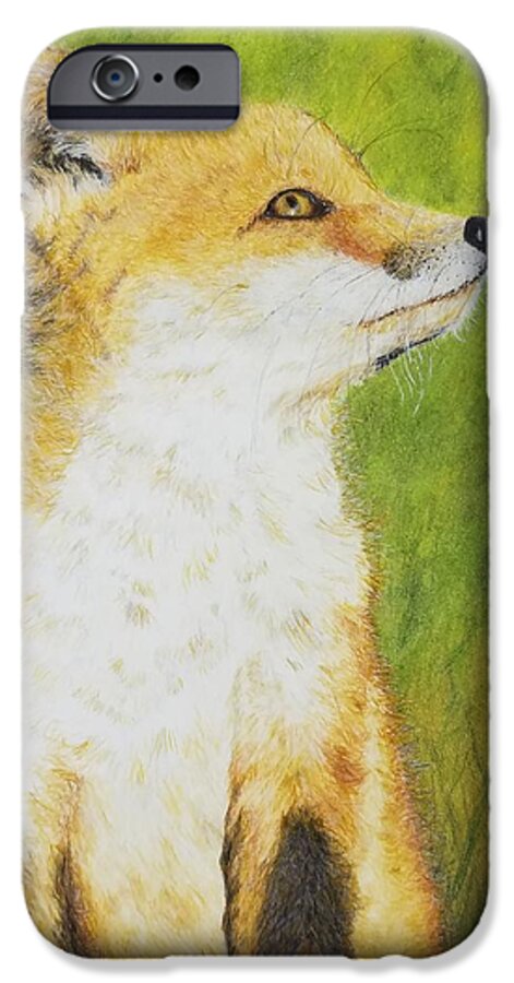 Fox iPhone 6 Case featuring the drawing Tender by Christie Minalga