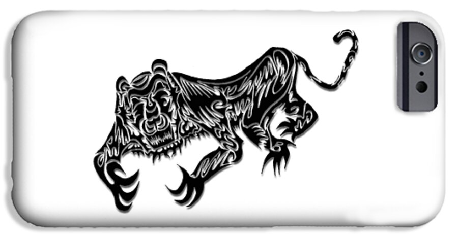 Tiger Black And White Abstract iPhone 6 Case featuring the drawing Tiger by AR Teeter