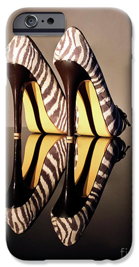 Zebra Print Shoes iPhone 6 Case featuring the photograph Zebra Print Stiletto by Terri Waters