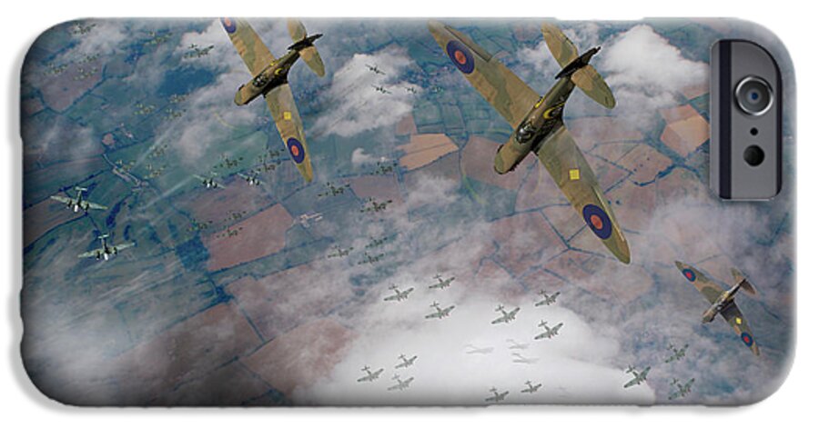Spitfire iPhone 6 Case featuring the photograph RAF Spitfires swoop on Heinkels in Battle of Britain by Gary Eason
