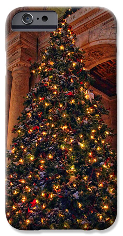 New York Public Library iPhone 6 Case featuring the photograph Astor Hall Christmas by Jessica Jenney