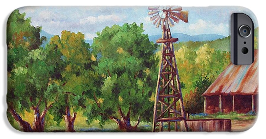 Landscape iPhone 6 Case featuring the painting Shadows In The Farmyard by David G Paul