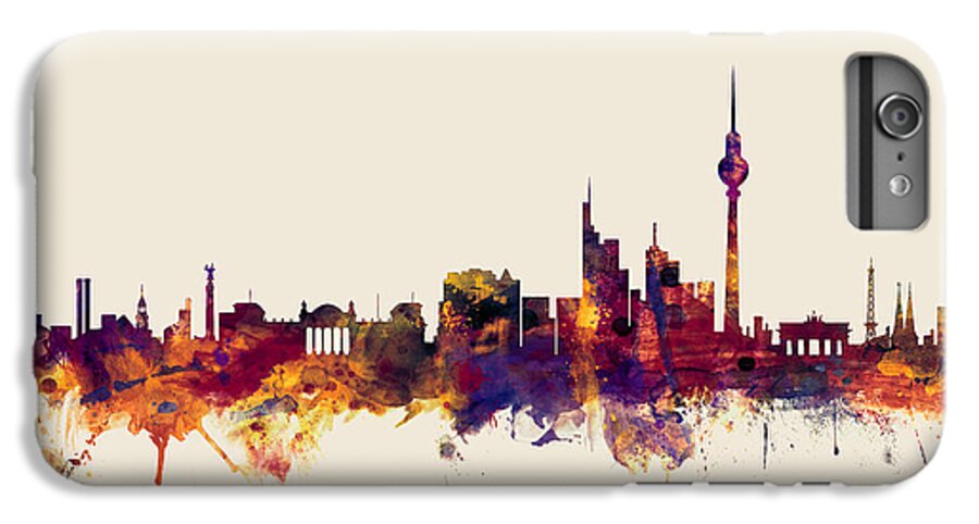 City Skyline iPhone 6 Plus Case featuring the digital art Berlin Germany Skyline #3 by Michael Tompsett