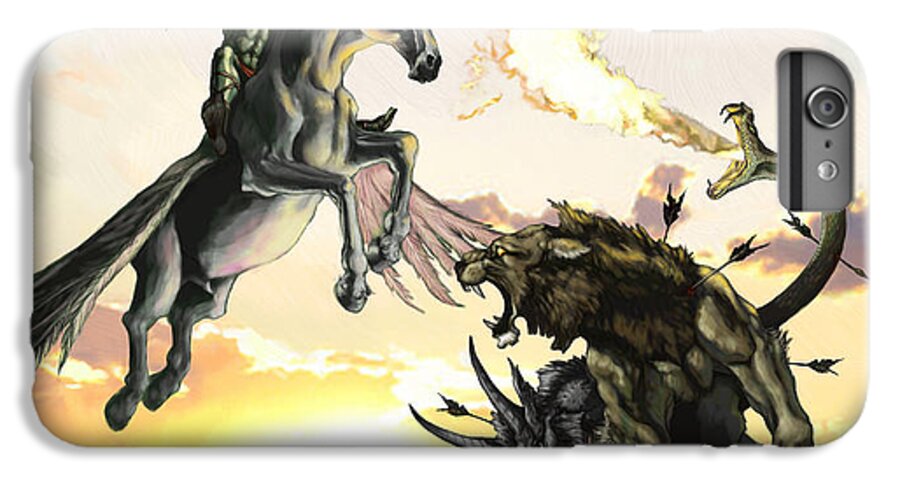 Mythology iPhone 6 Plus Case featuring the painting Bellephron Slays Chimera by Matt Kedzierski