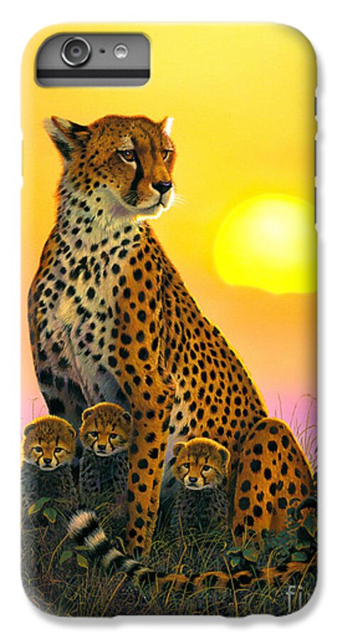 Cheetah iPhone 6 Plus Case featuring the photograph Cheetah And Cubs by MGL Meiklejohn Graphics Licensing