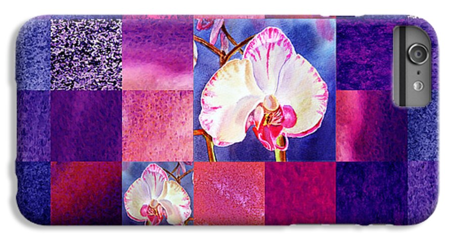 Orchid iPhone 6 Plus Case featuring the painting Hidden Orchids Squared Abstract Design by Irina Sztukowski