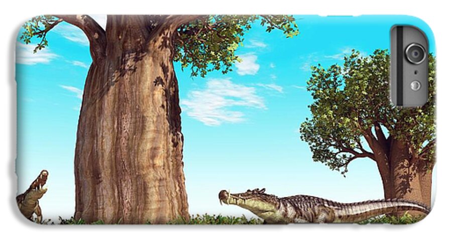 Adansonia Sp. iPhone 6 Plus Case featuring the photograph Kaprosuchus Prehistoric Crocodiles by Walter Myers