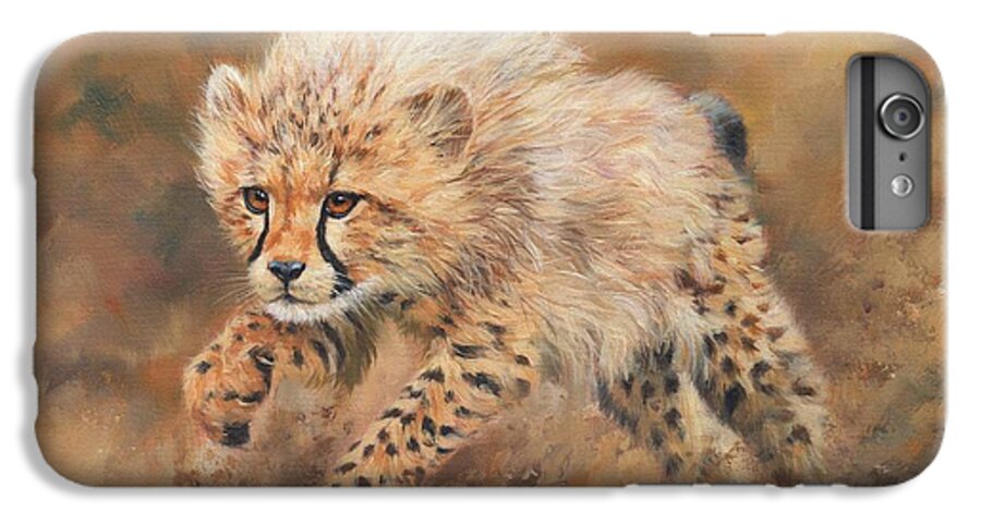 Cheetah iPhone 6 Plus Case featuring the painting Kicking Up Dust 3 by David Stribbling