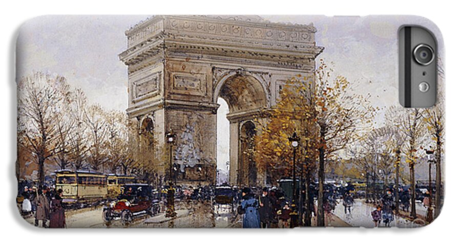 Parisian iPhone 6 Plus Case featuring the painting L'Arc de Triomphe Paris by Eugene Galien-Laloue