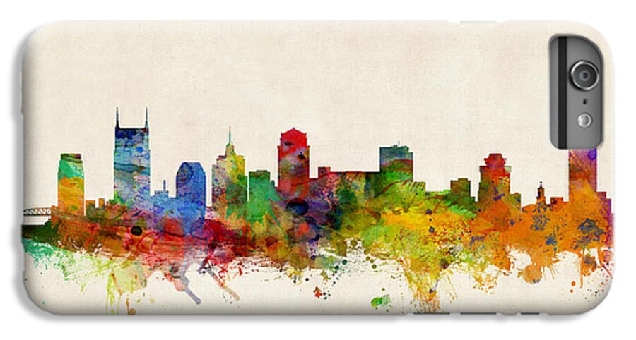 Watercolour iPhone 6 Plus Case featuring the digital art Nashville Tennessee Skyline by Michael Tompsett