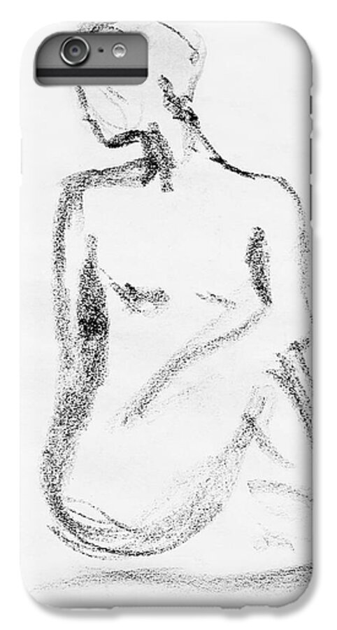 Nude iPhone 6 Plus Case featuring the drawing Nude Model Gesture VI by Irina Sztukowski