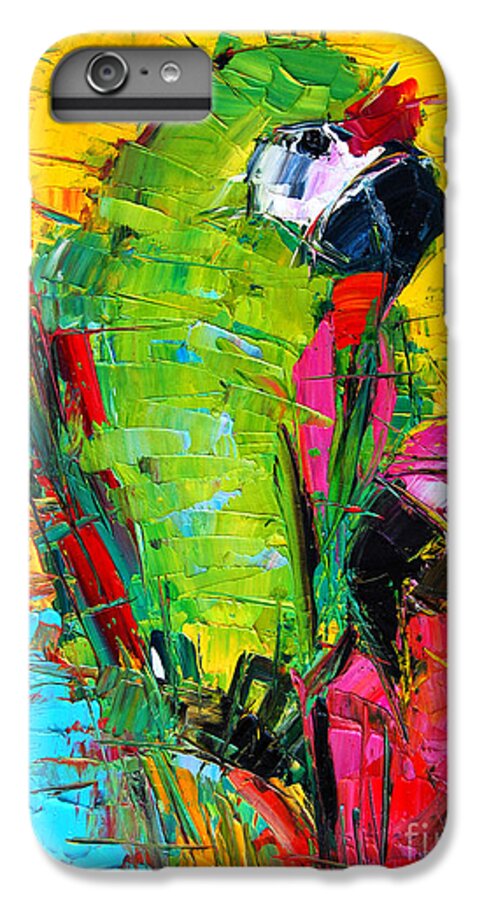 Parrot Lovers iPhone 6 Plus Case featuring the painting Parrot Lovers by Mona Edulesco