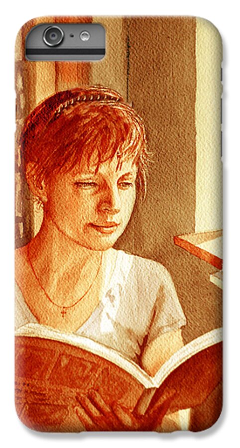 Reading iPhone 6 Plus Case featuring the painting Reading A Book Vintage Style by Irina Sztukowski