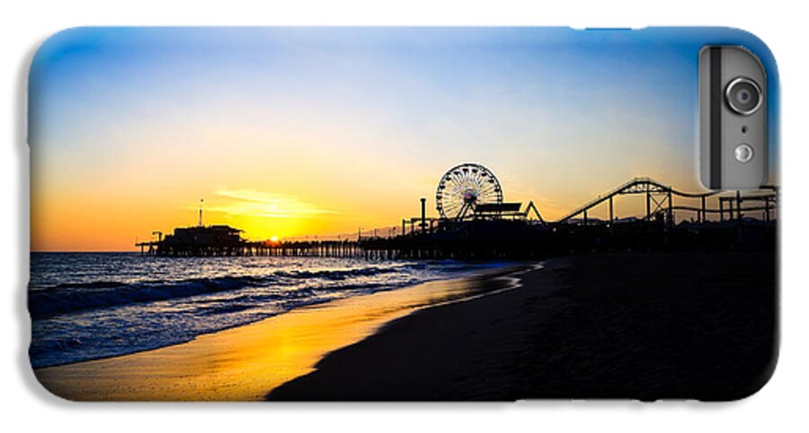 America iPhone 6 Plus Case featuring the photograph Santa Monica Pier Pacific Ocean Sunset by Paul Velgos