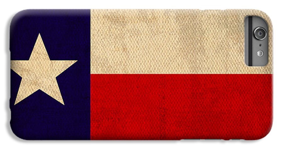 Texas State Flag Lone Star State Art On Worn Canvas iPhone 6 Plus Case featuring the mixed media Texas State Flag Lone Star State Art on Worn Canvas by Design Turnpike