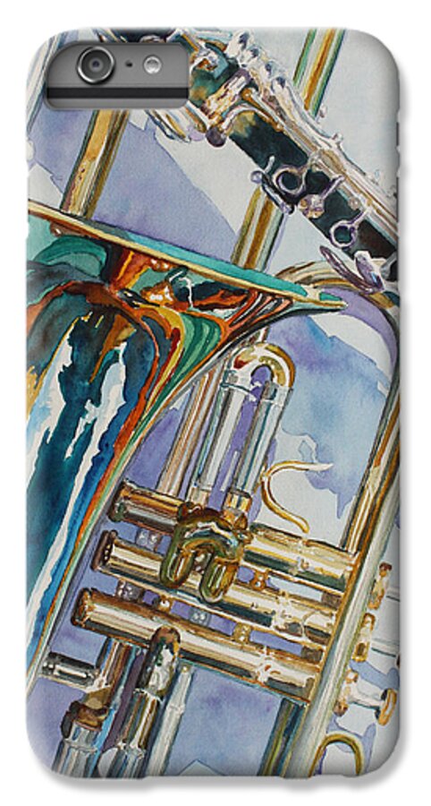 Trombones iPhone 6 Plus Case featuring the painting The Color of Music by Jenny Armitage